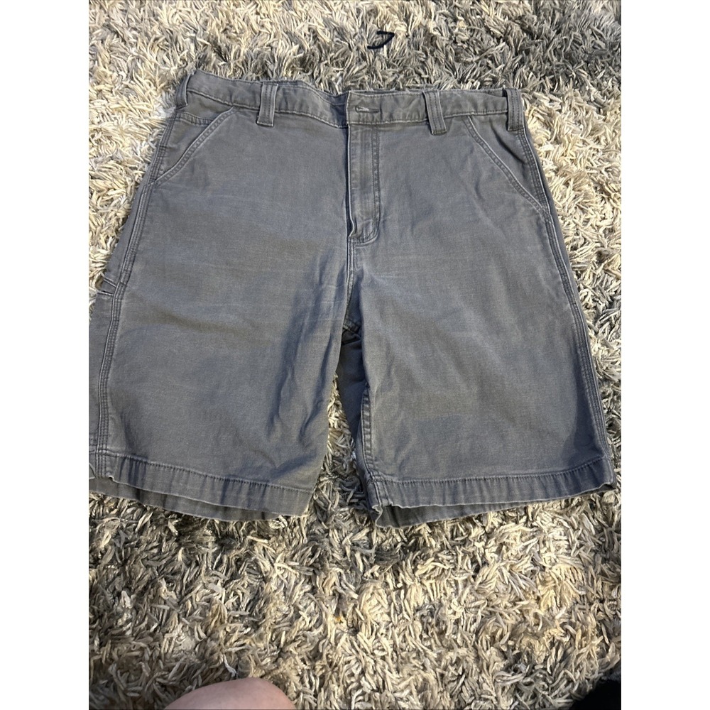 Carhartt Men's Gray Rugged Flex Relaxed Fit Canvas Work Shorts Size 36
